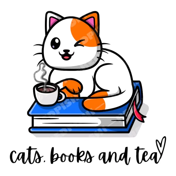 Cats books and tea design