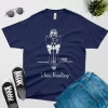 Girl Reading Book With Coffee t shirt navy blue color