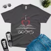 I love books T-shirt dark grey color Valentin gift for book lovers