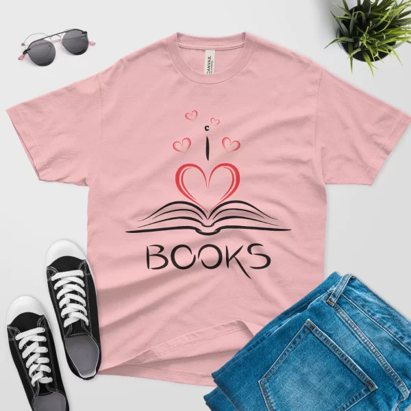 I love books T-shirt pink color Valentin gift for book lovers