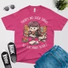 There is no such thing as too many books t shirt berry color - cute cat design