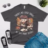 There is no such thing as too many books t shirt dark grey color - cute cat design