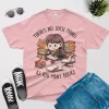 There is no such thing as too many books t shirt pink color - cute cat design