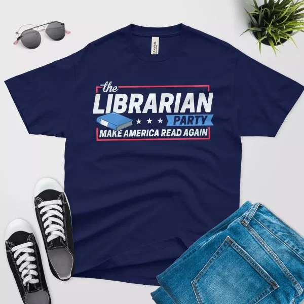 Trump quote for librarian party navy blue shirt- make america read again t shirt