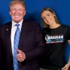 Trump with girl with the librarian party shirt