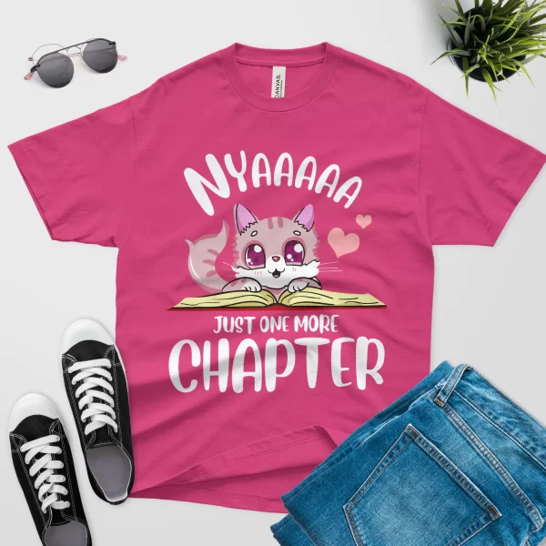 cat wants just one more chapter t shirt berry color