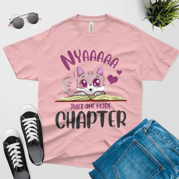 cat wants just one more chapter t shirt pink color