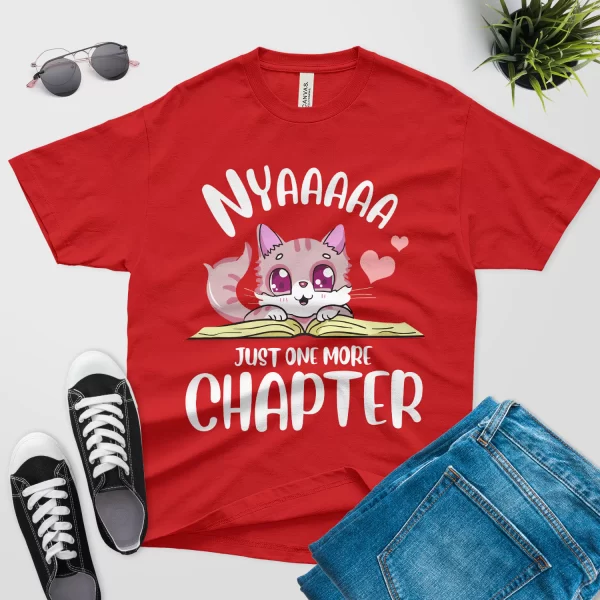 cat wants just one more chapter t shirt red color