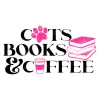cats books coffee - cat paw design