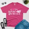 cats books coffee tshirt - cat paw design berry color