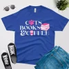 cats books coffee tshirt - cat paw design royal blue color
