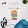 funny cats book t shirt white color