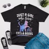 just a girl who loves cats and books t shirt black color