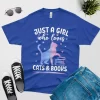 just a girl who loves cats and books t shirt royal blue color