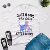 just a girl who loves cats and books t shirt white color