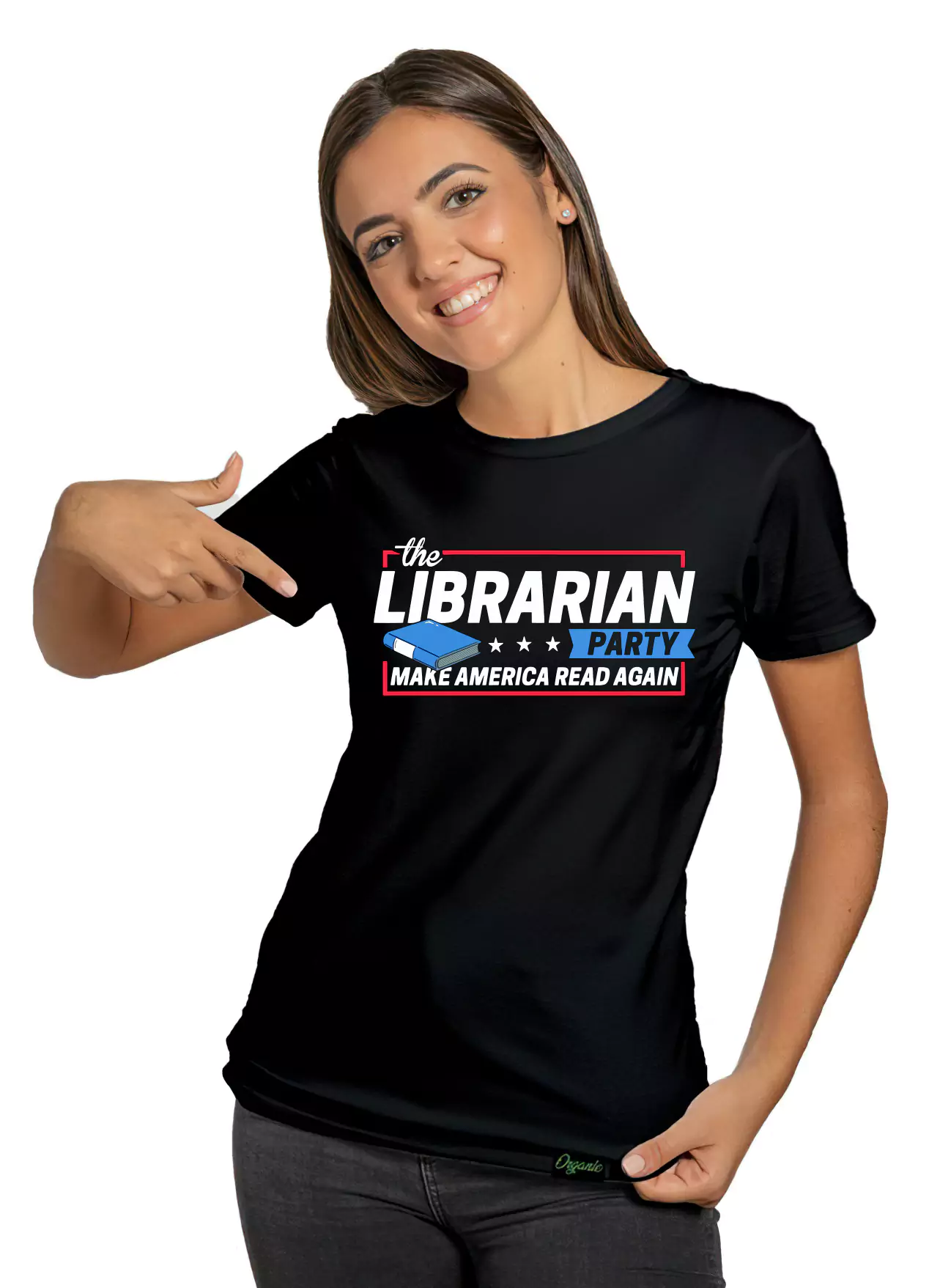librarian girl with the librarian party t shirt