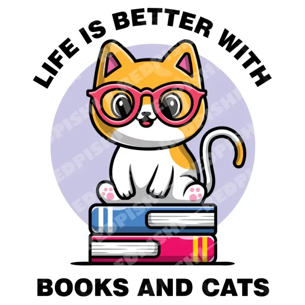 life is better with cats and books design