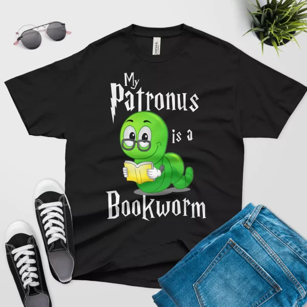 my patronus is a bookworm t shirt black color