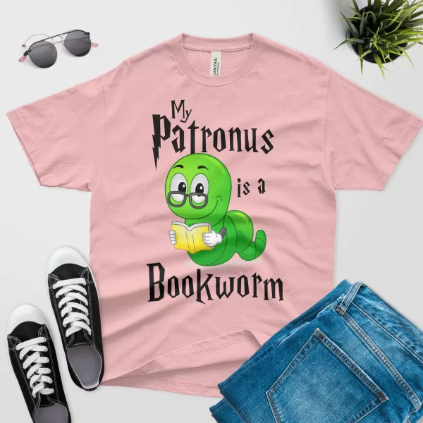 my patronus is a bookworm t shirt pink color