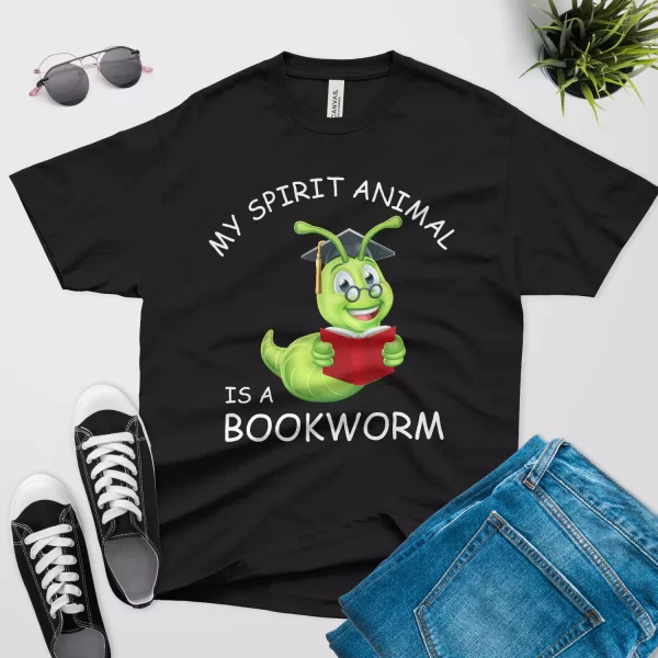 my spirit animal is a bookworm t shirt black color