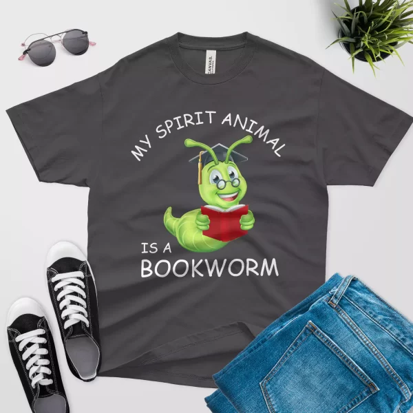 my spirit animal is a bookworm t shirt dark grey color
