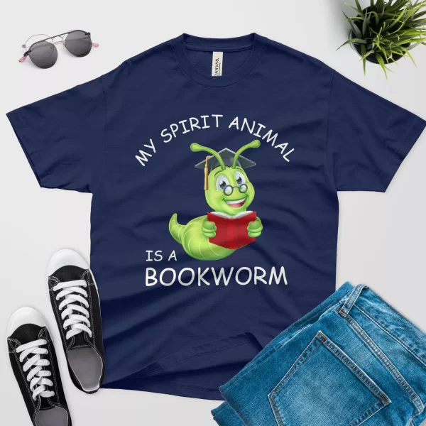 my spirit animal is a bookworm t shirt navy blue color