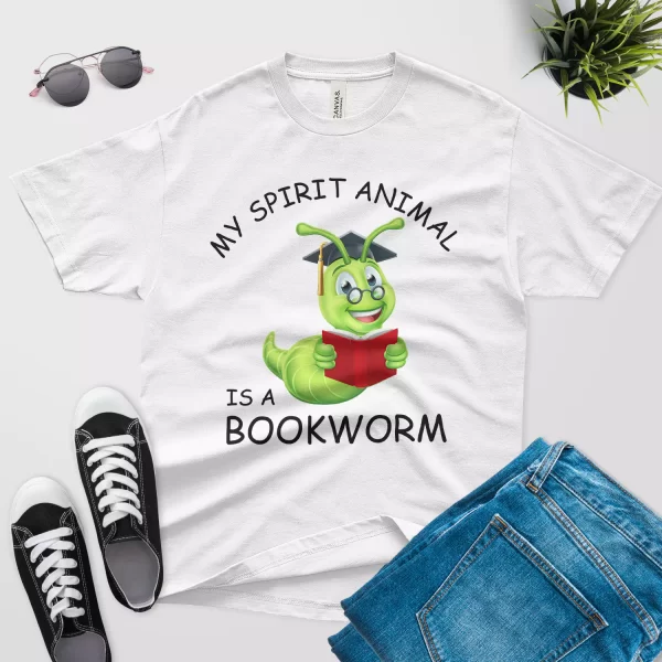 my spirit animal is a bookworm t shirt white color