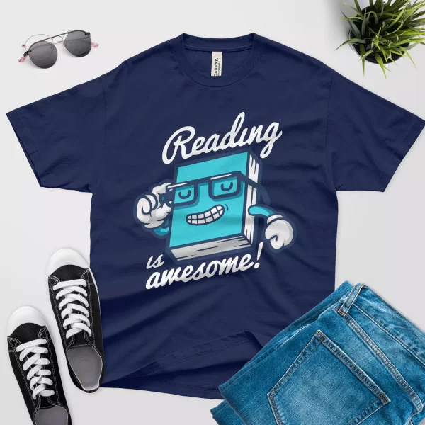reading is awesome t shirt navy color