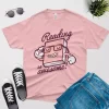 reading is awesome t shirt pink color