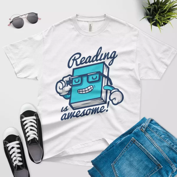 reading is awesome t shirt white color