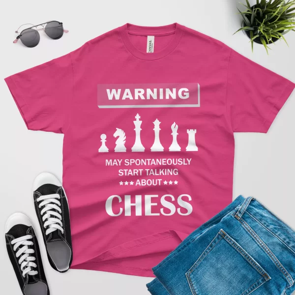 Warning may spontaneously start talking about chess shirt berry color